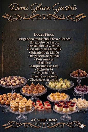 Cardápio de doces finos da Demi Glace Gastronomia