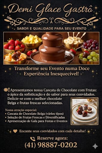 Cascata de chocolate com frutas para eventos